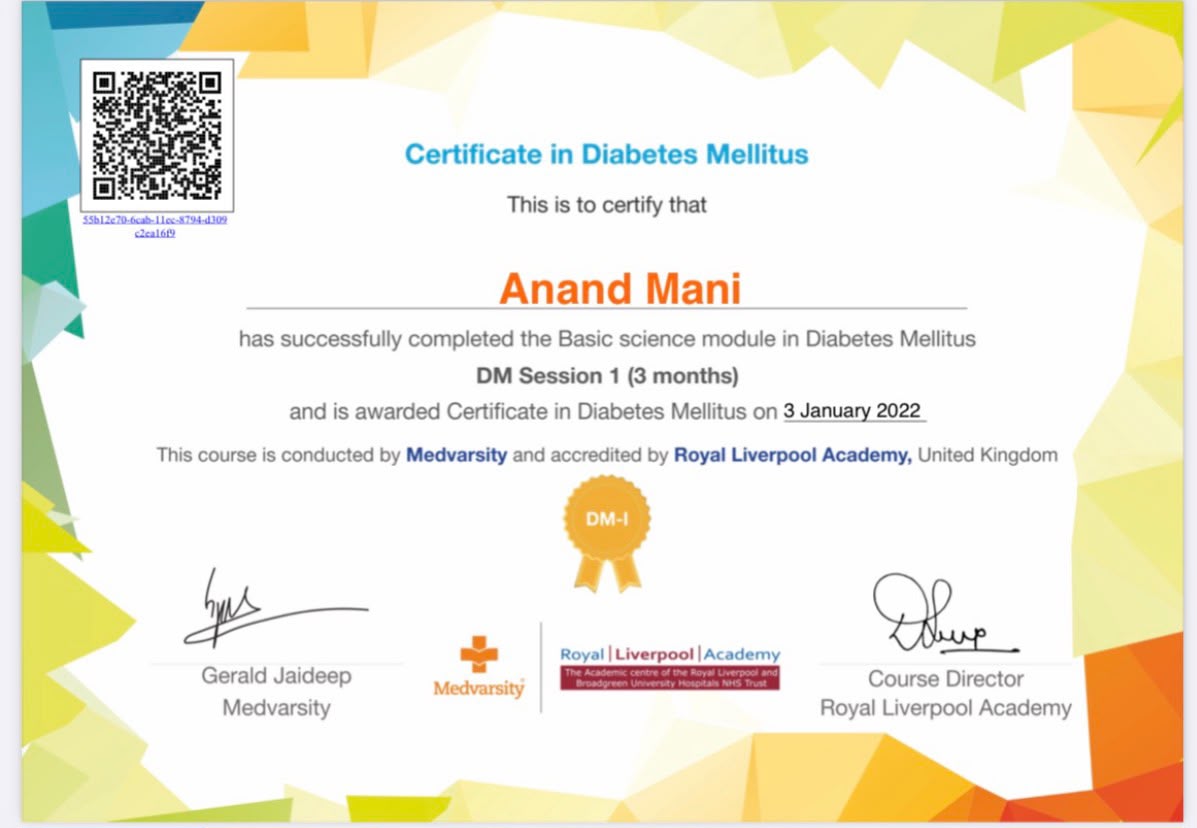 Certificate in Diabetes Mellitus (DM Session 1)